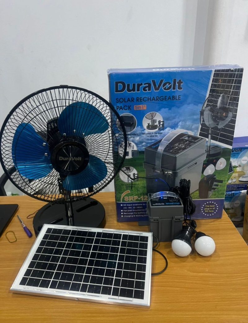 DuraVolt 5in1 Rechargeable Solar Fan