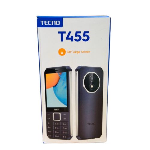 Tecno T455 Dual SIM Feature Phone – 3.0" Large Screen, FM Loudspeaker, Type-C Charging, 2000mAh Battery, Expandable Memory